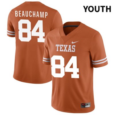 Texas Longhorns Youth #84 Reece Beauchamp Authentic Orange NIL 2022 College Football Jersey XIU35P5Y